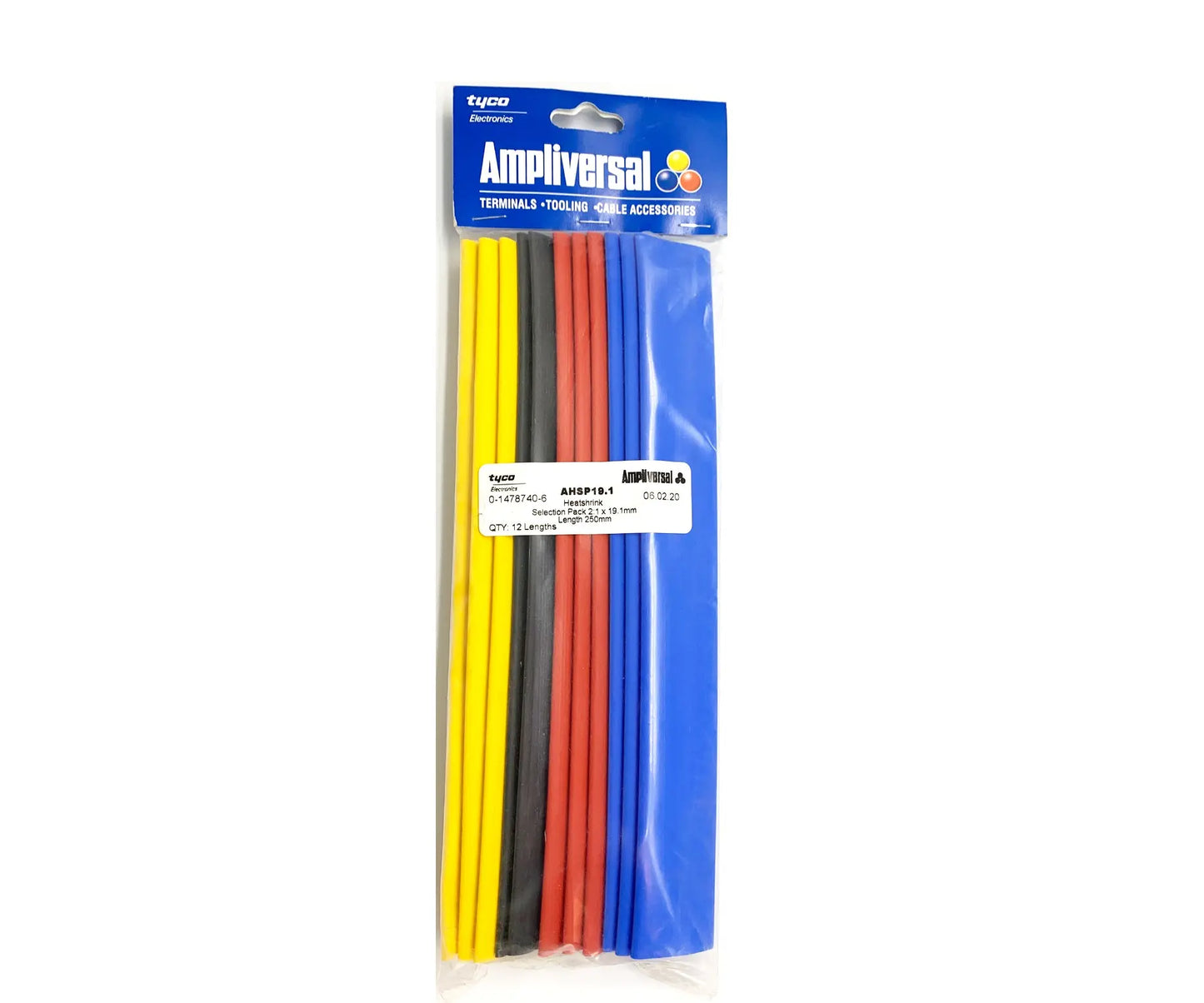 Heatshrink 2:1 Blue,Red,Yellow&Black 3 of each 250mm Heat Shrink Company