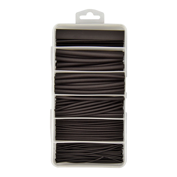 Black / Contents: 100mm pcs of 1.2mm x 60, 2.4mm x 40, 3.2mm x 30, 4.8mm x 20, 6.4mm x 10, 9.5mm x 10 / UL Approved / RoHS Compliant