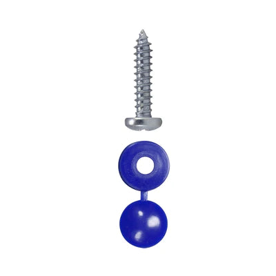 Blue number plate screws