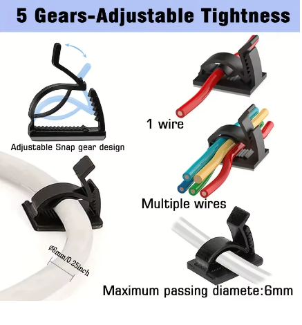 50 Adjustable adhesive cable clips