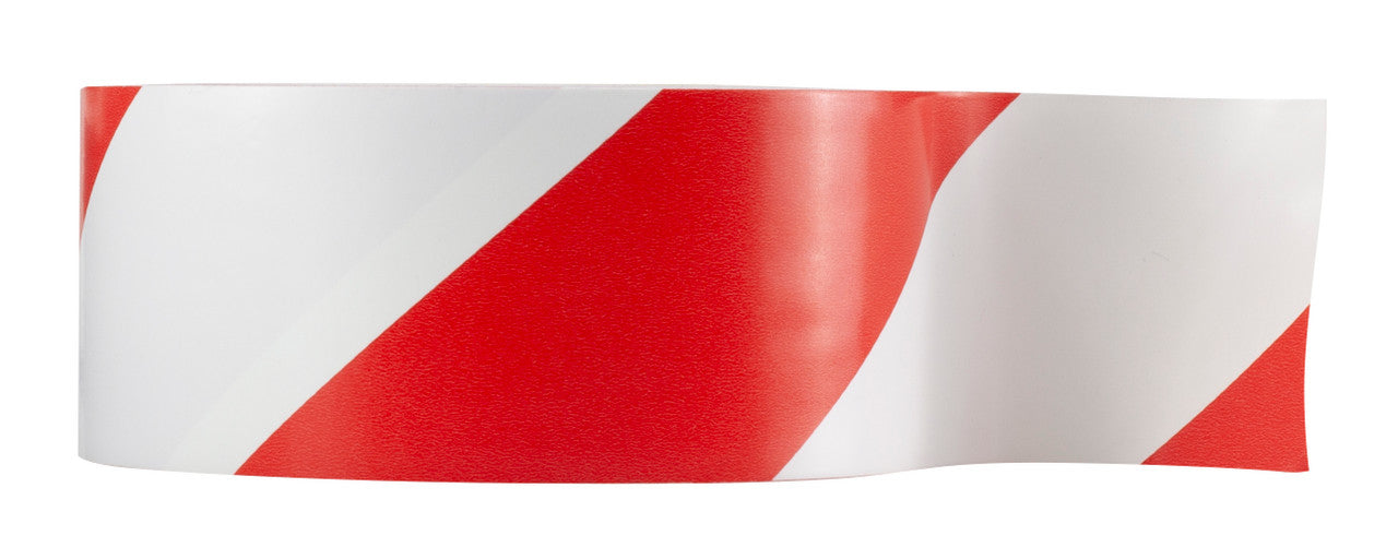 50mm x 33m Adhesive Hazard Warning Tape - Red/White