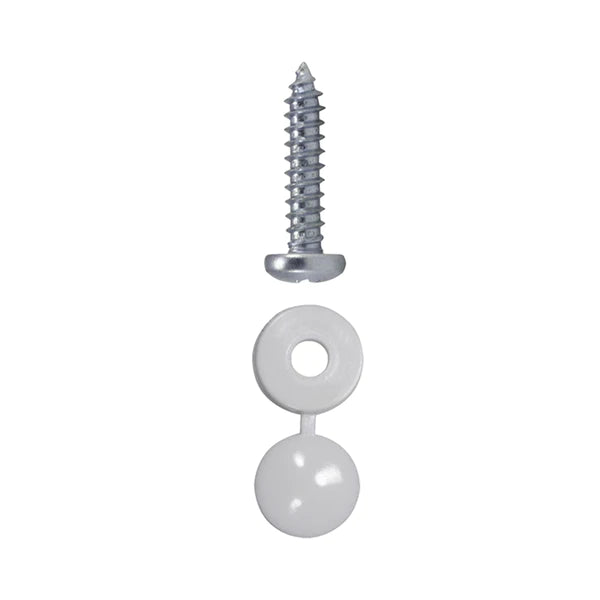 White number plate screws