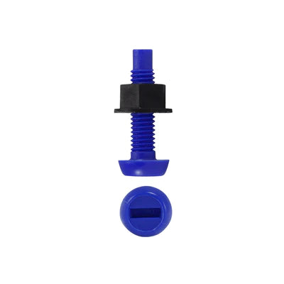 Blue number plate bolts
