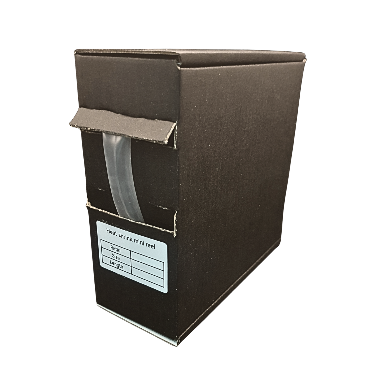 clear heat shrink tubing in cardboard mini box