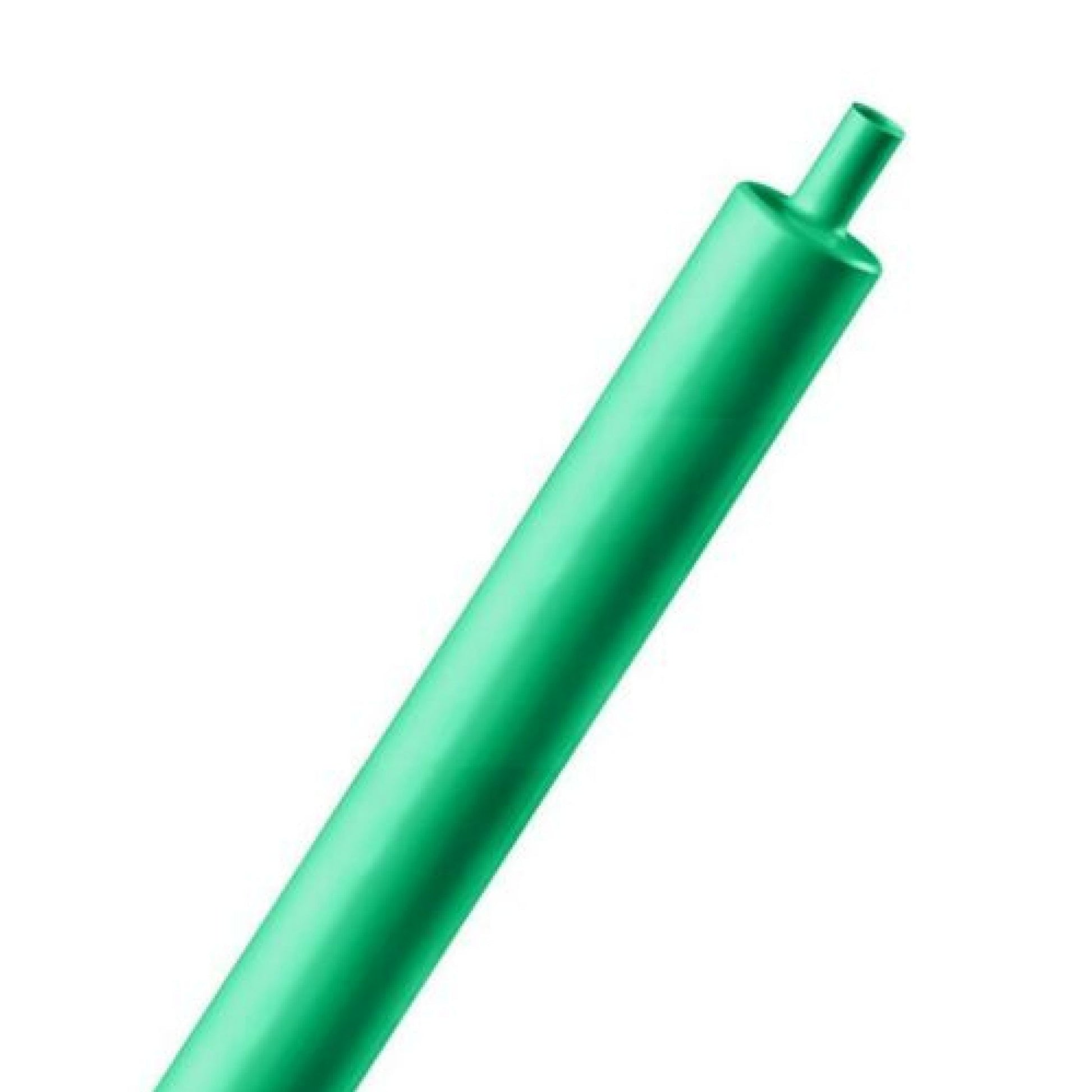 Green cylindrical object on a white background