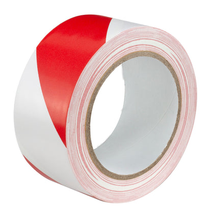 50mm x 33m Adhesive Hazard Warning Tape - Red/White