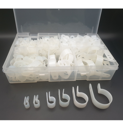 Assorted Nylon P-Clips - White/Natural (200)