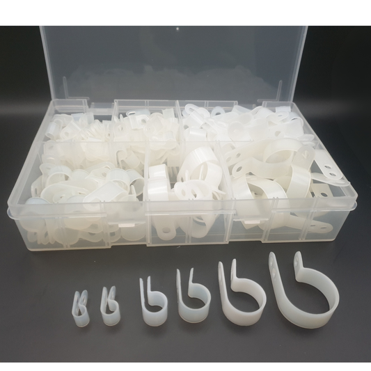 Assorted Nylon P-Clips - White/Natural (200)