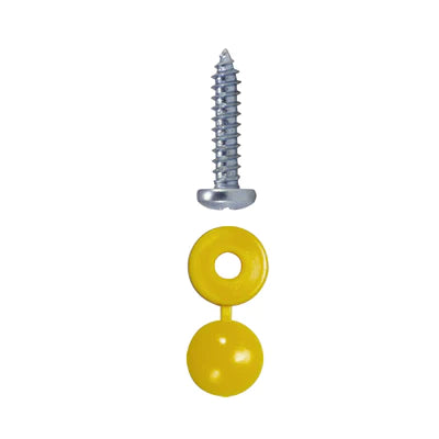 Yellow number plate screws