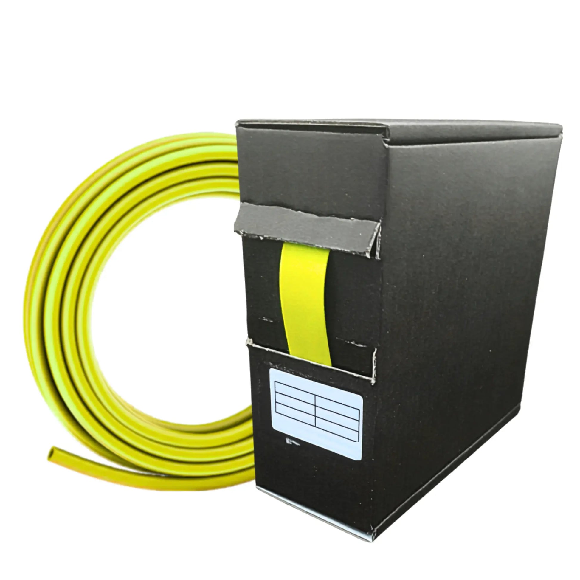 Yellow heat shrink tubing with box